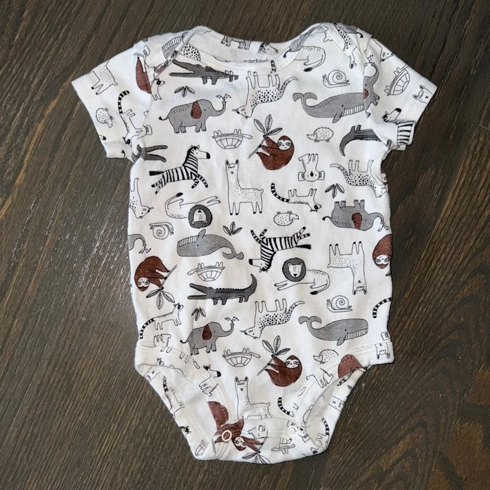 Carter’s Animal Print Onesie and Pull-On Knit Denim Pants Set | 6M